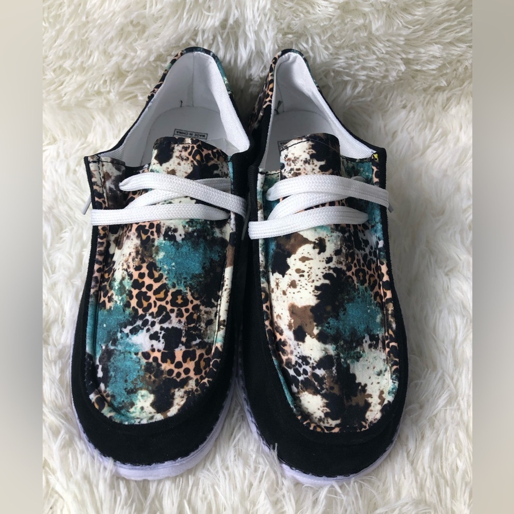 🐆🩵Women's Multicolor Animal Casual Shoes 42 US women’s 10 NWOT 🩵🐆 - Picture 5 of 16